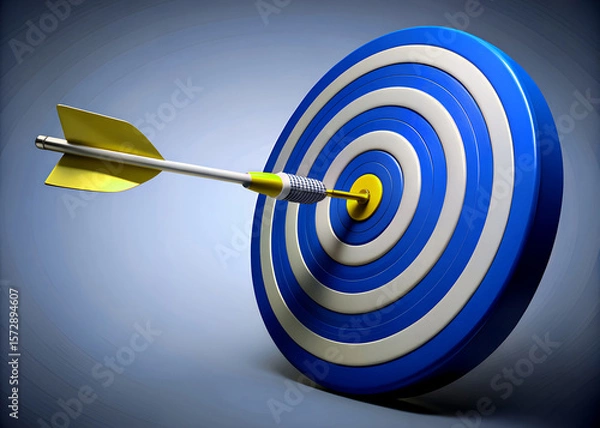 Obraz Arrow hitting target bullseye success goal achievement business strategy aim