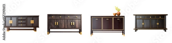 Obraz Elegant Dark Wood Sideboards Collection on White