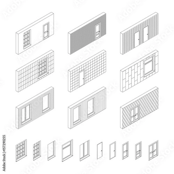 Obraz Wall patterns with doors and windows