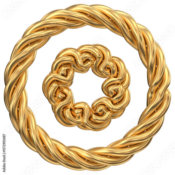 Obraz Gold Rope Frame: Circular Design Elements for Luxury Branding & Decoration