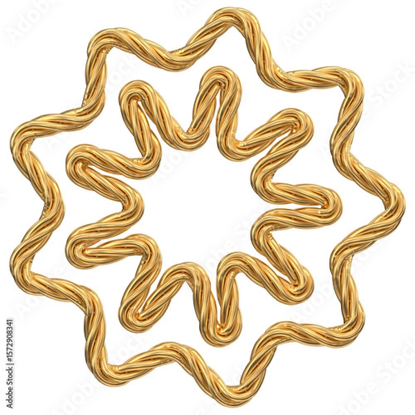 Obraz Golden Rope Starburst Design: Nautical, Decorative, and Festive Element