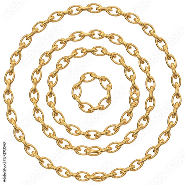 Obraz Gold Chain Links: Concentric Circles Design Element