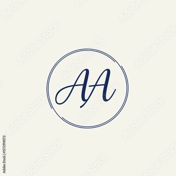 Fototapeta Elegant initial logo design featuring intertwined letter A's in a circular frame, perfect for businesses seeking a sophisticated and minimalistic brand identity.
