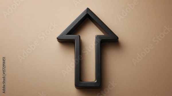 Obraz Geometric Black Arrow Symbol Pointing Upward Against Textured Background