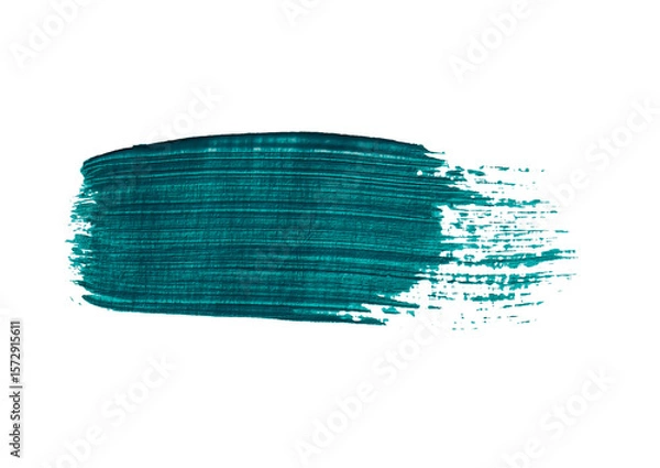 Fototapeta A textured turquoise paint stroke on a light background, showcasing vibrant color and brush marks. Ideal for artistic, design, or abstract concepts.