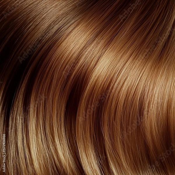 Fototapeta A bottle of shiny hair serum sits next to a strand of light brown hair arranged in an elegant curl. The product stands out with its shiny texture and backlight. Beauty product photography.