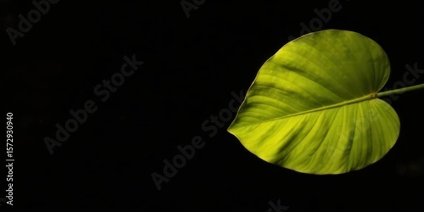 Fototapeta Illuminated Leaf Against a Dark Background A Study in Contrast and Texture