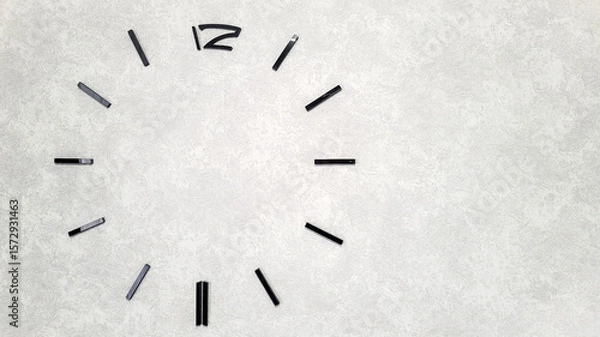 Obraz Wall clock concept: only numbers hands or mechanism, perfect for personalization and ideas.