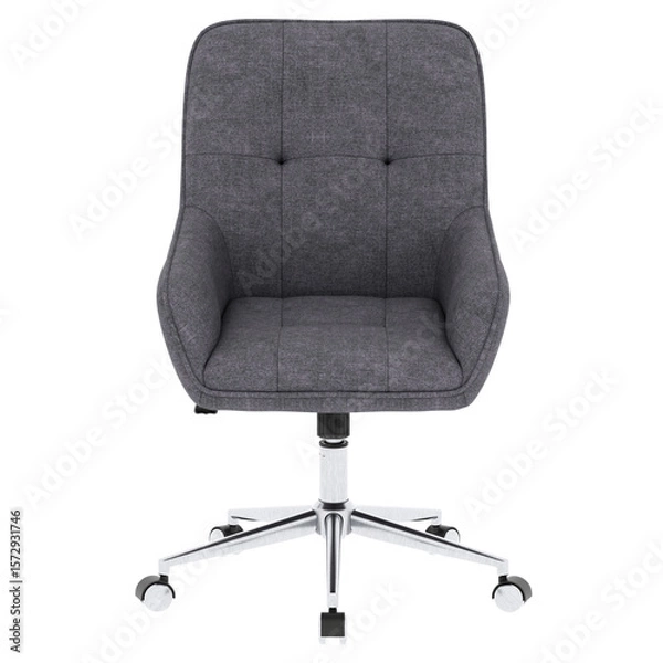 Fototapeta 3d render gray fabric office chair with transparent background
