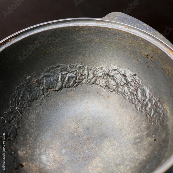 Obraz Damaged Interior of Pot: Peeling, Cracking, and Bubbling of Non-Stick Coating Revealed.