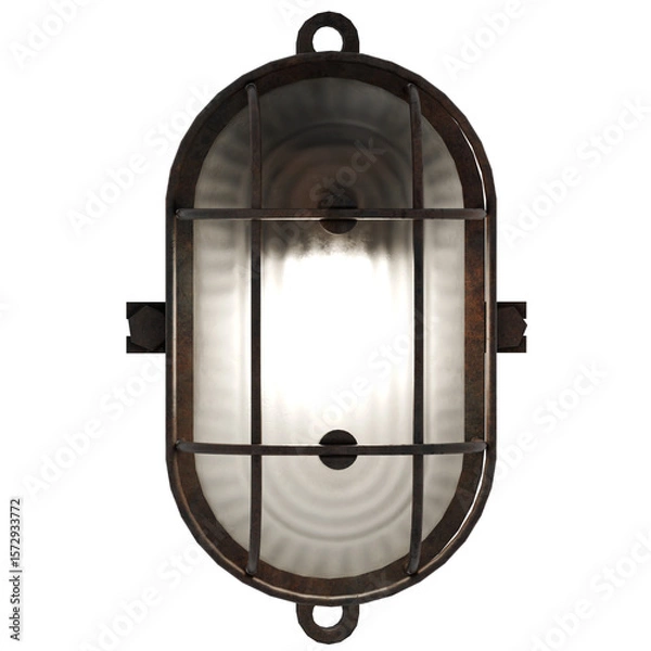 Obraz 3d render industrial cage wall light with transparent background
