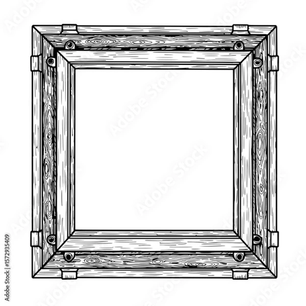 Obraz Hand-drawn wooden frame: a meticulously crafted frame. This piece will enhance the artistic display