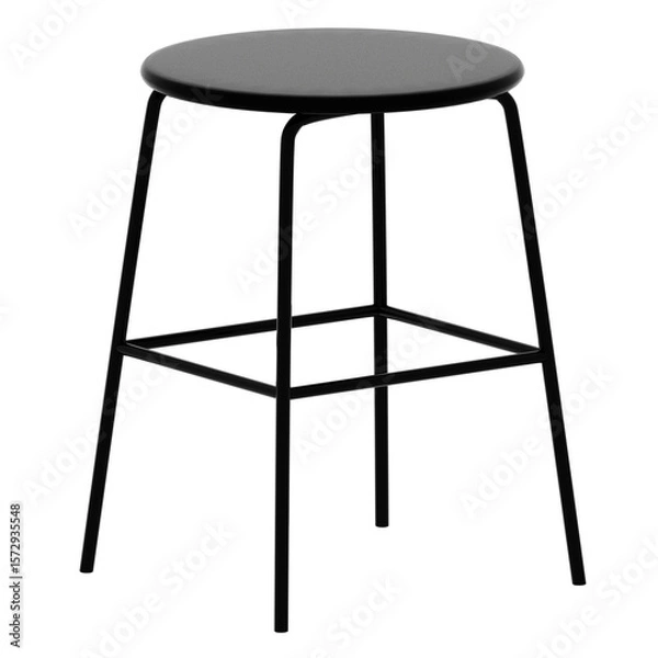 Fototapeta 3d render minimalist black metal stool with transparent background