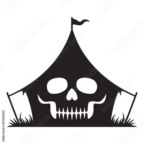 Fototapeta Minimalist Black Tent Silhouette Vector on White Background – Outdoor Camping Design for Adventure Projects with Dome, Ridge, A-Frame, and Tunnel Tent Styles. Thank You . 