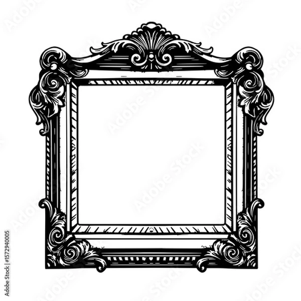 Obraz Antique Frame: Intricate vintage frame, a classic emblem of timeless elegance. The exquisitely crafted framework, stands as a symbol of art, design, and historical significance.