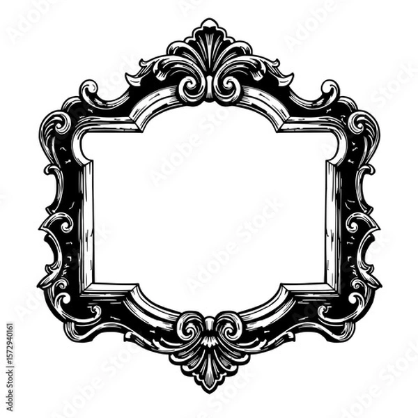 Obraz Vintage Frame's Elegance: Capturing the timeless allure of a vintage frame, with ornate carvings and a classic design, evokes a sense of nostalgia and refined taste.
