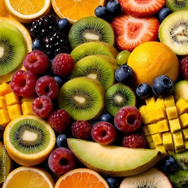 Fototapeta Orchard Medley: Vibrant Fruits on Display