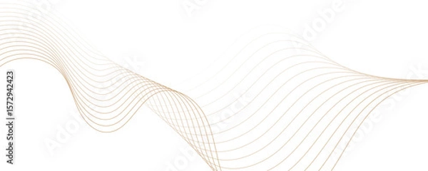 Fototapeta Abstract golden linear background. Flowing particles future technology concept abstract gradient and gold wave curve lines banner.