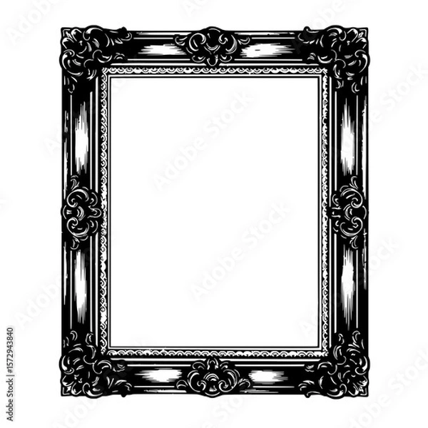 Obraz Elegant Antique Frame: A beautifully rendered vintage frame, showcasing intricate detailing and classical design elements, perfect for adding a touch of timeless sophistication.