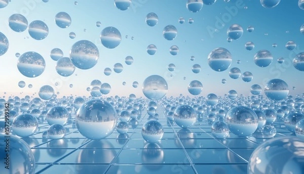 Fototapeta Ethereal Bubble Matrix - Molecular Harmony & Infinite Serenity AI-Generated  