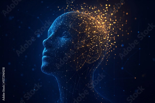 Obraz Artificial Intelligence Concept with Neural Mesh