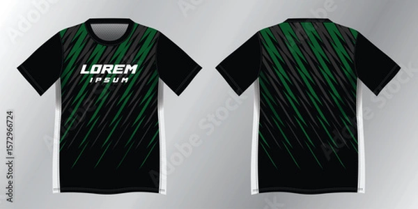 Fototapeta abstract green and black background pattern for sport jersey design mockup