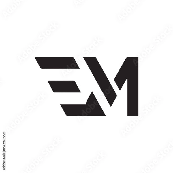Obraz Minimalist Letter EM Logo Design – Modern Geometric Monogram