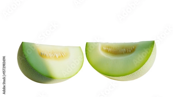 Obraz Honeydew melon cut in half background isolated on a Transparent background, PNG file.