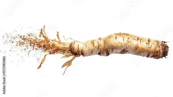 Obraz Horseradish root whole background isolated on a Transparent background, PNG file.