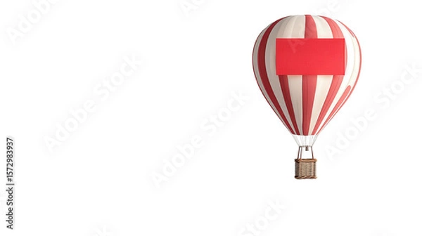 Obraz Hot air balloon with striped envelope, background isolated on a Transparent background, PNG file.