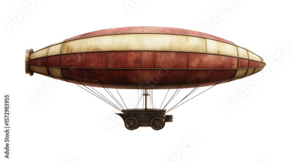 Obraz Hot air dirigible with vintage design, background isolated on a Transparent background, PNG file.