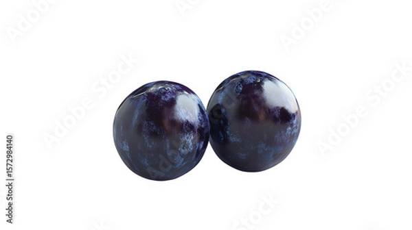 Obraz Huckleberry dark and glossy fruit background isolated on a Transparent background, PNG file.