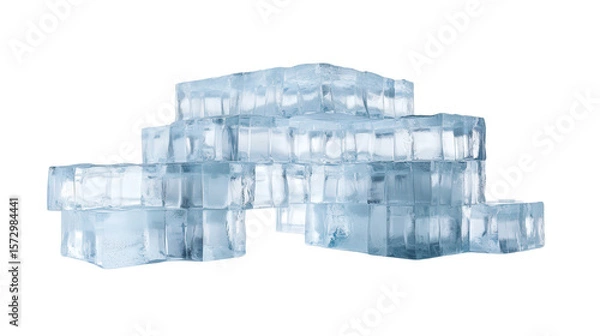 Obraz Ice hotel-inspired structure with clear ice blocks background isolated on a Transparent background, PNG file.