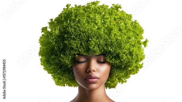 Obraz Iceberg lettuce head background isolated on a Transparent background, PNG file.