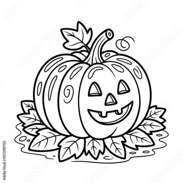 Obraz A straightforward line drawing of a pumpkin in black and white