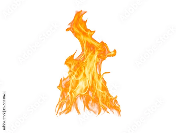 Fototapeta Isolated vibrant flame on white background, perfect for design elements