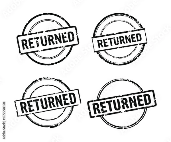 Fototapeta returned product stamp set black and white silhouette vector illustration