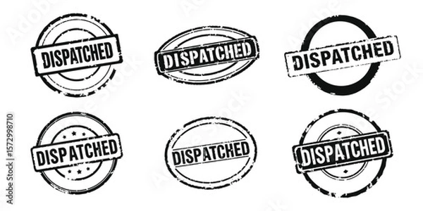 Fototapeta dispatched stamp labels set black and white silhouette vector illustration