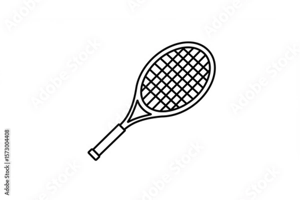 Fototapeta Simple tennis racket graphic with a clean outline, suitable for sports branding, icons, or athletic themed designs and applications.