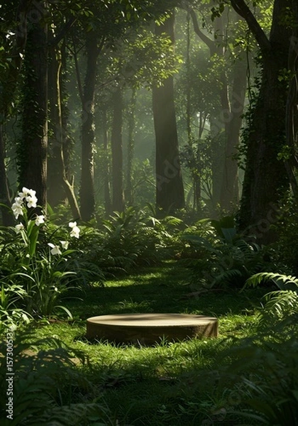 Obraz Enchanted Forest Mystical Sunrise Through Ancient Trees