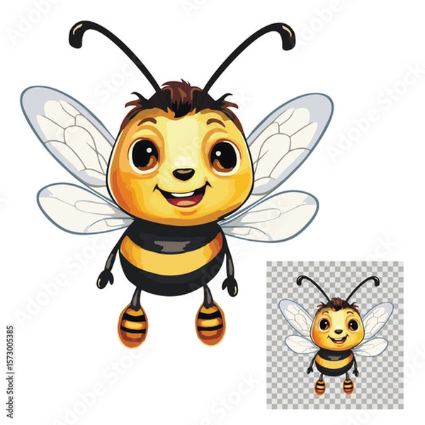 Obraz Bee cartoon. Bee with face smiling vector drawing.