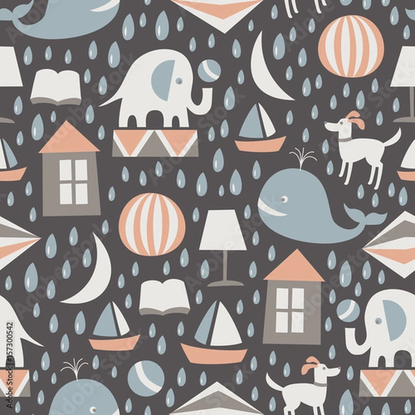 Fototapeta Sweet dreams seamless pattern. Vector illustration.