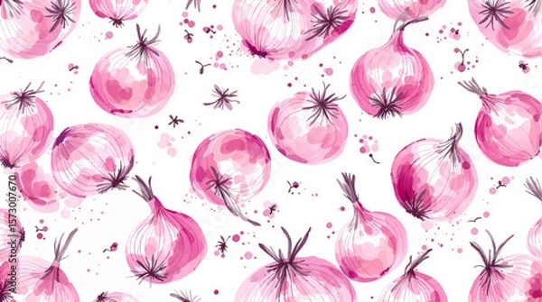 Obraz seamless pattern onion watercolor