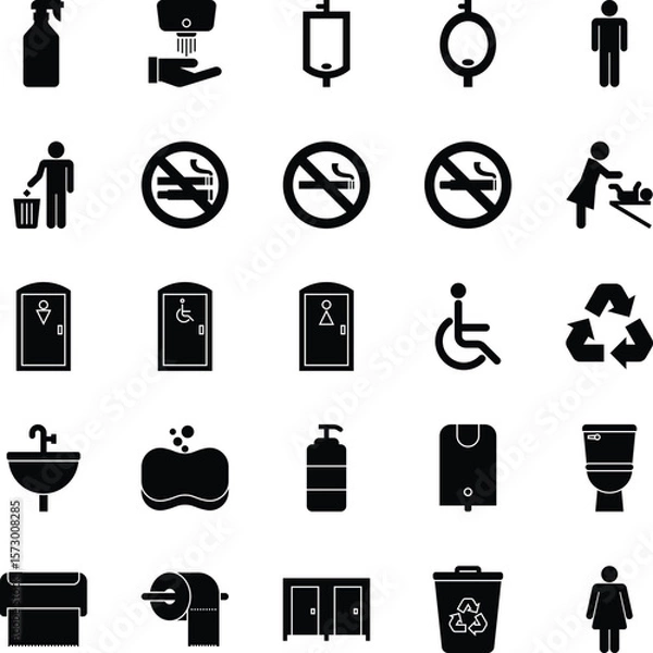 Obraz Toilet Black Fill Icon Set