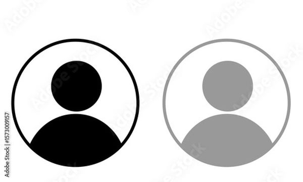 Fototapeta 人物ピクトグラム　シルエット　アイコン 上半身アバター　丸囲みセット