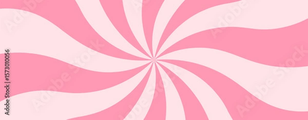 Fototapeta Ice cream or candy cane pink spiral swirl vector illustration background. Fun stripe circular vortex effect.
