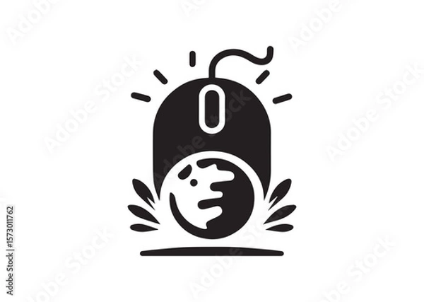 Fototapeta Computer mouse silhouette vector, Computer mouse icon illustrator