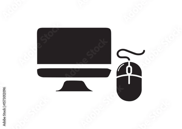 Fototapeta Computer mouse silhouette vector, Computer mouse icon illustrator