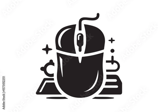 Fototapeta Computer mouse silhouette vector, Computer mouse icon illustrator