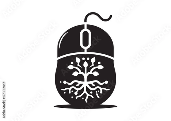 Fototapeta Computer mouse silhouette vector, Computer mouse icon illustrator